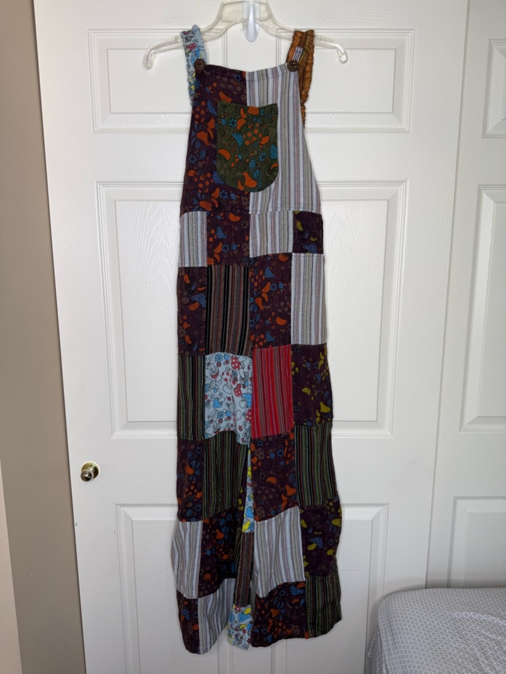 Kathmandu Imports Patchwork Jumpsuit Wide Leg One Size Artsy Hippie Cotton Overa - Picture 2 of 14